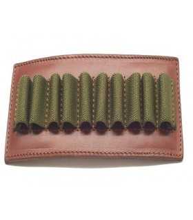LEATHER CARABINE OPEN CARTRIDGE POUCH 10 ELASTIC LOOPS