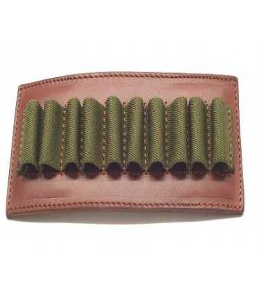 LEATHER CARABINE OPEN CARTRIDGE POUCH 10 ELASTIC LOOPS