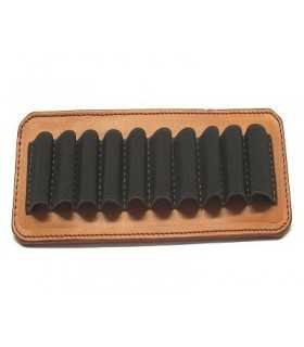 LEATHER OPEN CARTRIDGE POUCH 10 ELASTIC LOOPS