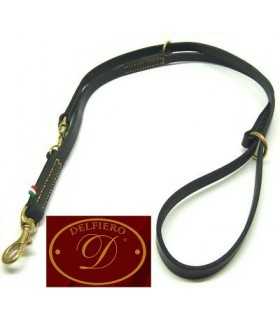 Leash In Black Leather Hand-Stitched For Training