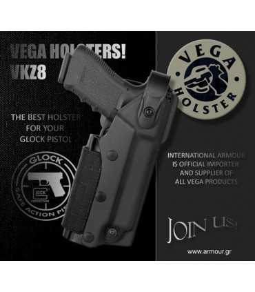 VKZ8 - Thermo molding polymer holster for pistol with flashlight or/and laser